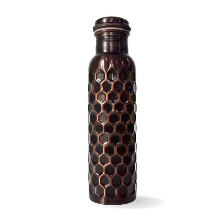 950mL Copper Bottle - Black and Copper Color with the Power of the Flower of Life Ancient Healing Symbol