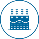 Icon of a castle with power lines on top, symbolizing a power plant.