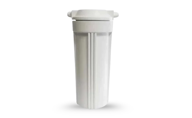White cylindrical water filter on a white background
